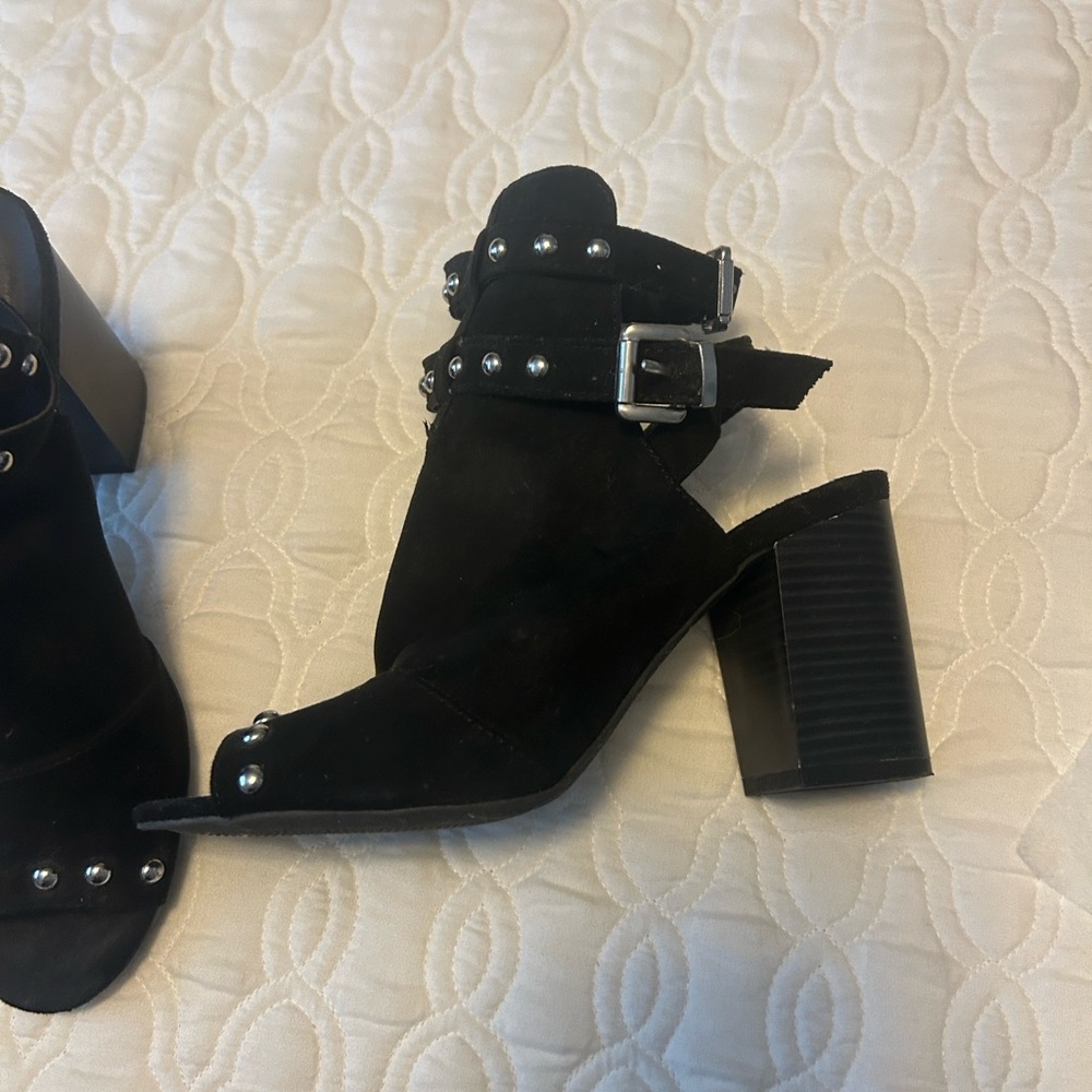 Black Studded Women's Heeled Sandals